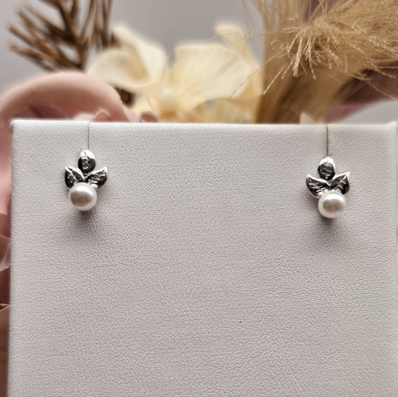 ♥️ LEAF STERLING SILVER STUD EARRINGS - Picture 5 of 5